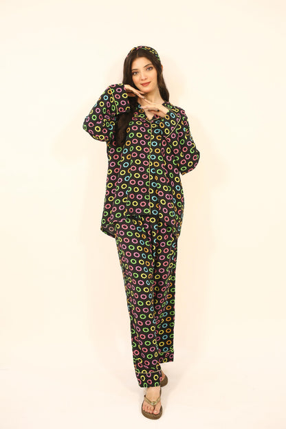 Colorful Flowers 2-Piece Stitched Sleepwear