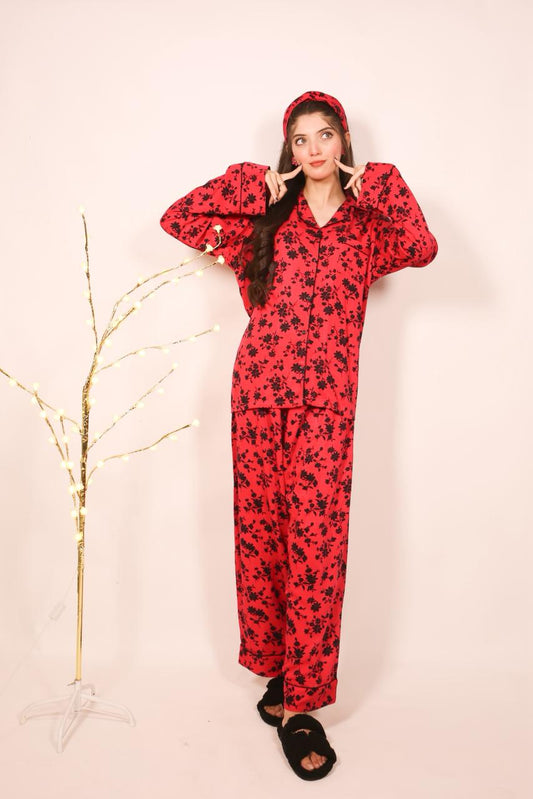 Black Flower – Marina Winter PJ Set