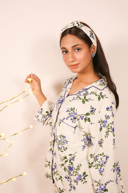 Blue Flower – Linen Winter PJ Set