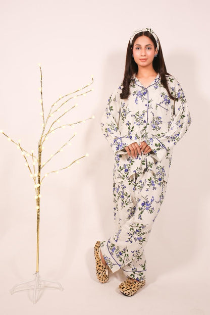 Blue Flower – Linen Winter PJ Set