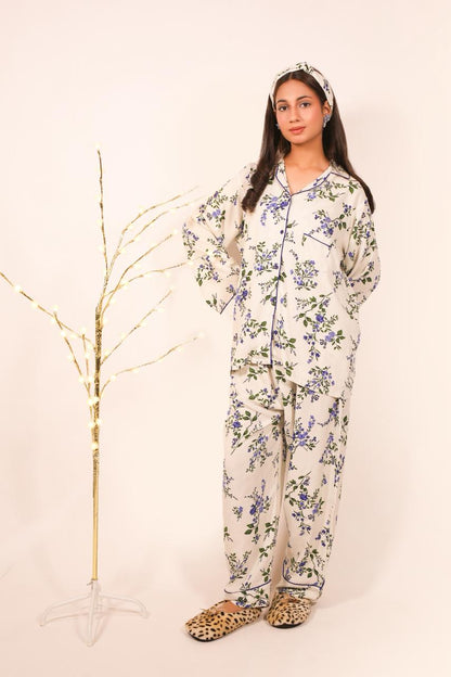 Blue Flower – Linen Winter PJ Set