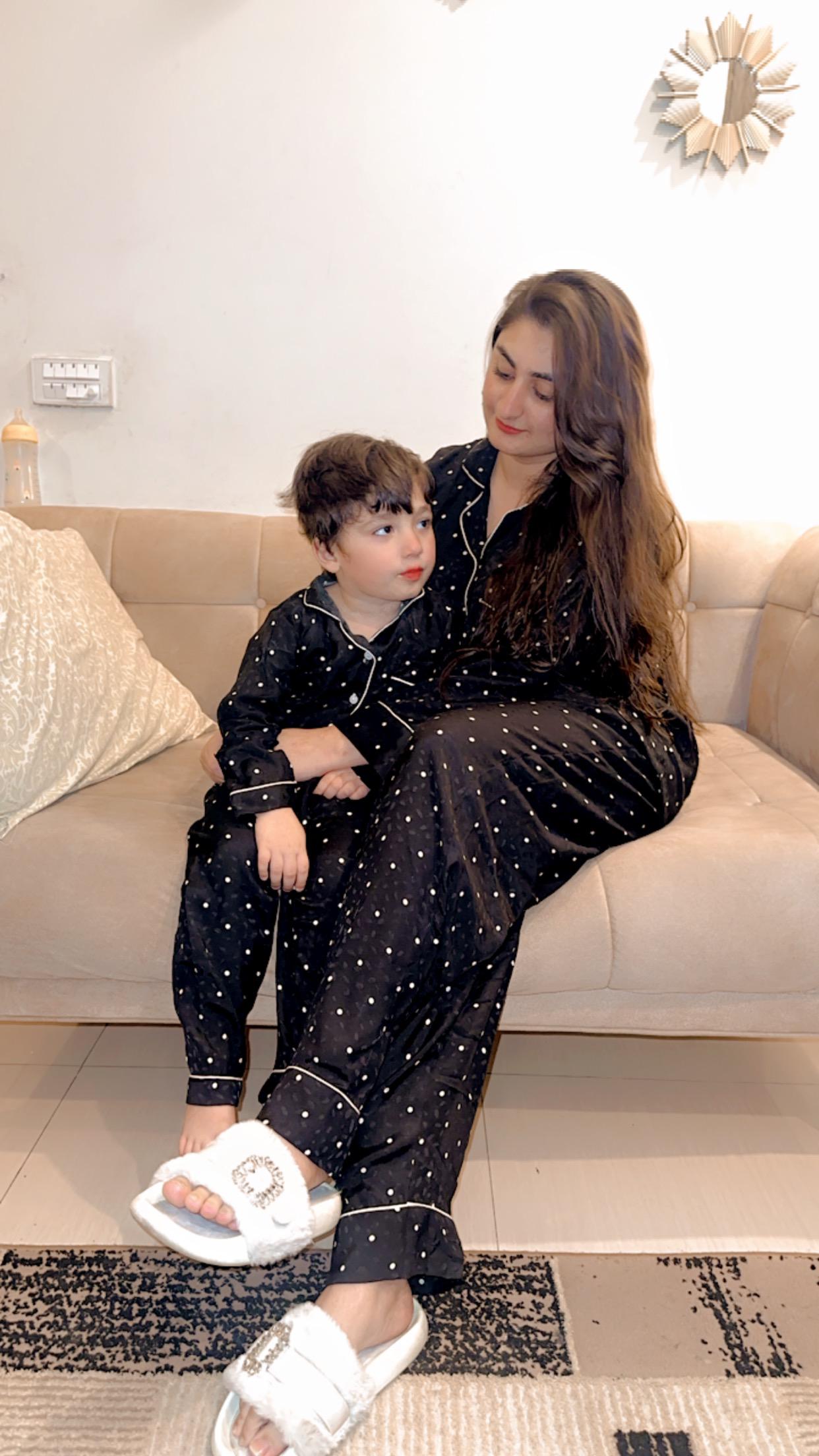 White Dotted Print Sleepwear