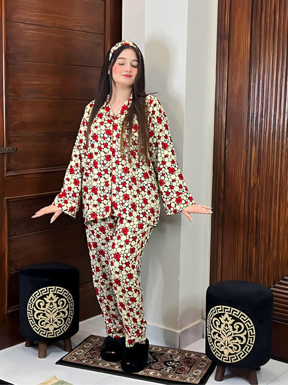 Channel Print 2-Piece Stitched Sleepwear