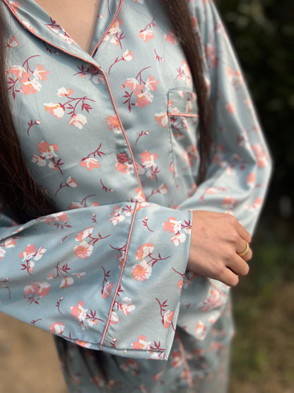 Cherry blossoms Print 2-Piece Stitched Sleepwear