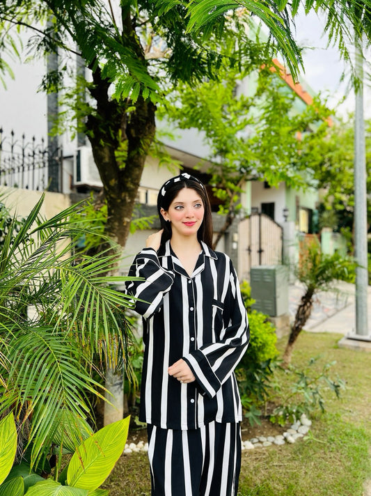 White Lines 2-Piece Stitched Sleepwear