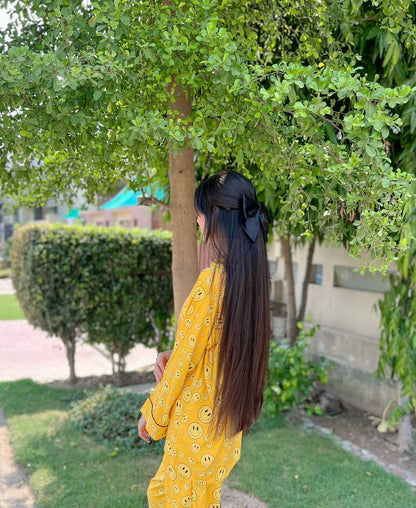 Yellow Smilies Print 2-Piece Stitched Sleepwear