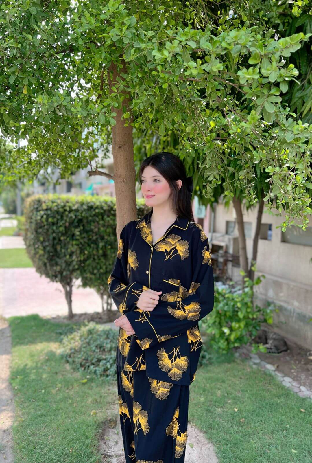 Yellow Lettuce Print 2-Piece Stitched Sleepwear