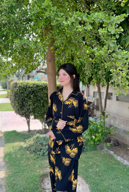 Yellow Lettuce Print 2-Piece Stitched Sleepwear