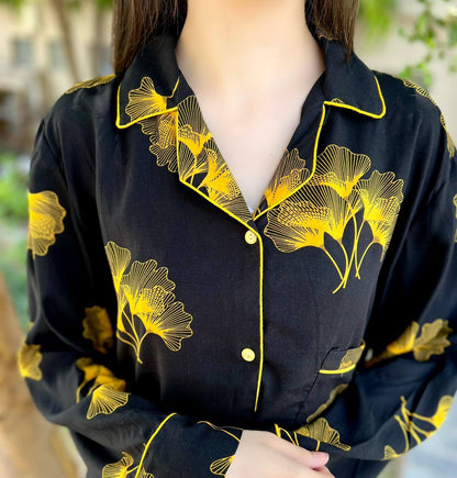 Yellow Lettuce Print 2-Piece Stitched Sleepwear