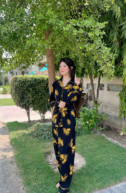 Yellow Lettuce Print 2-Piece Stitched Sleepwear