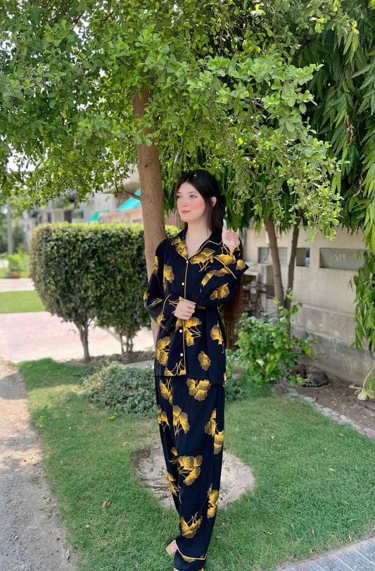 Yellow Lettuce Print 2-Piece Stitched Sleepwear