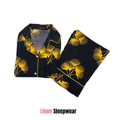 Yellow Lettuce Print 2-Piece Stitched Sleepwear