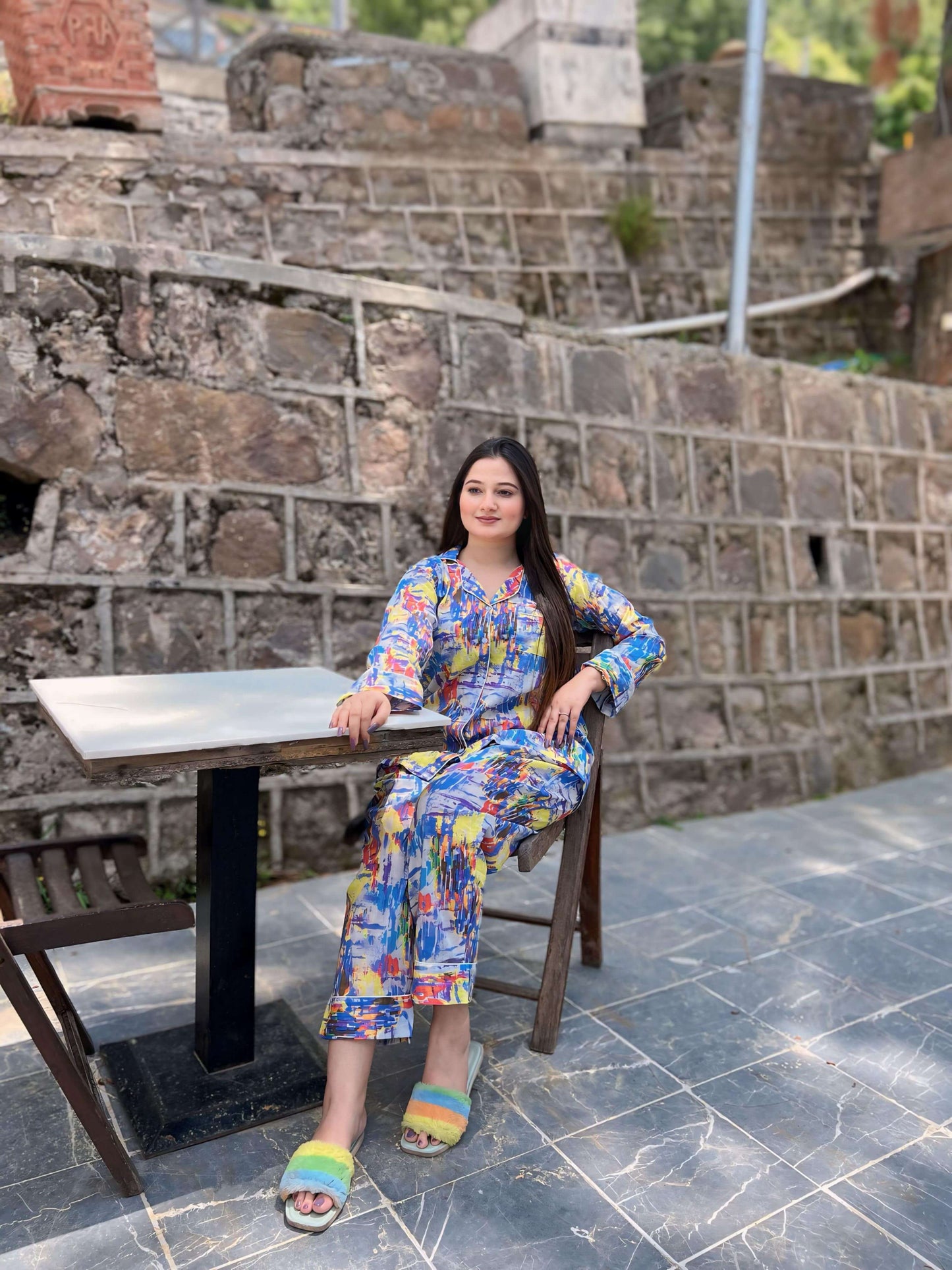 Galaxy Print 2-Piece Stitched Sleepwear